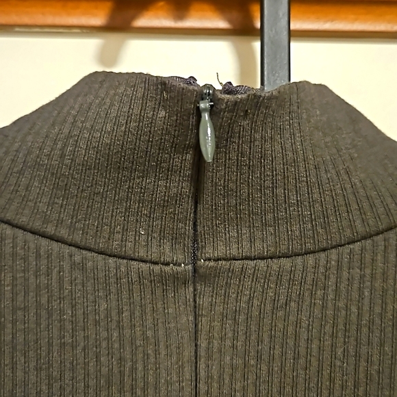 Turtle neck bodycon stretchy dress Olive color size L, fits as a Small - Picture 6 of 6